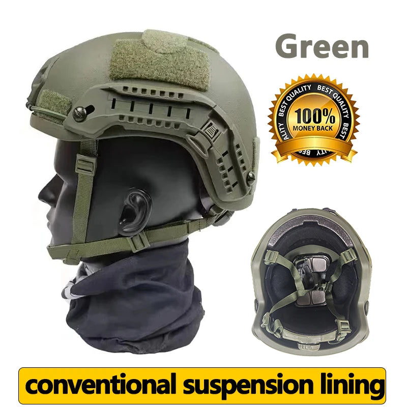 Kevlar Tactical Ballistic Helmet ACH High Cut Helmet NIJ IIIA Fast Wendy's Suspension Pad Safety Protective Bulletproof Helmet